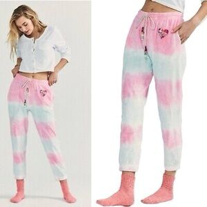 LOVESHACKFANCY Santinella NEW Rare Tie Dye Terry Jogger Pants Sz XL Cherry Fizz